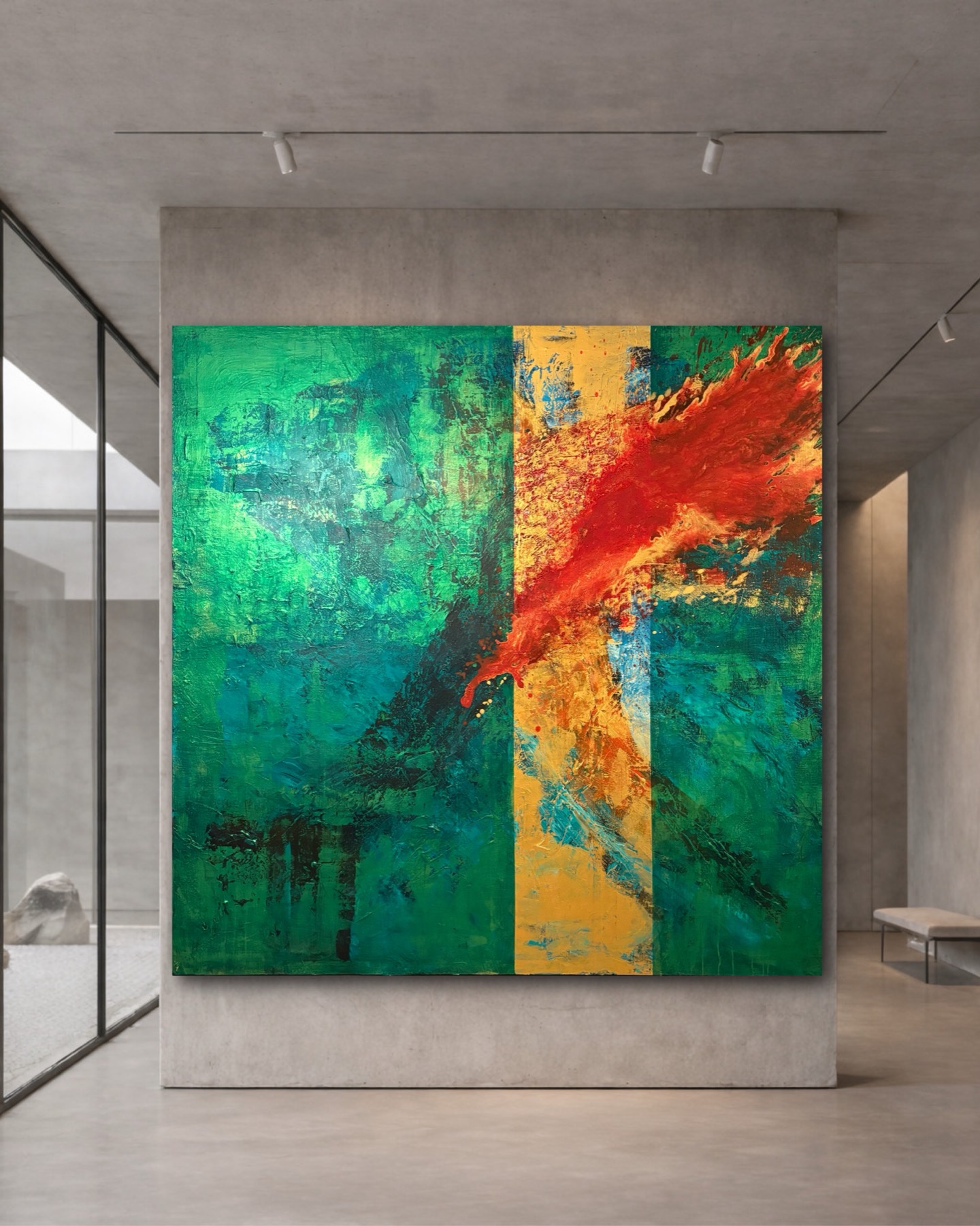 Portal Ígneo, obra de Javier Santana, en una habitación